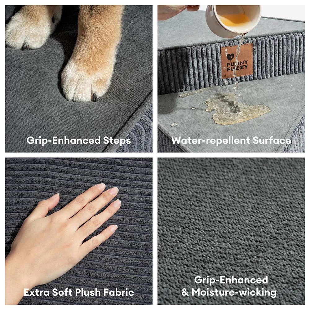 Pet stairs: Joint-friendly corduroy spiral design, perfect for senior pets