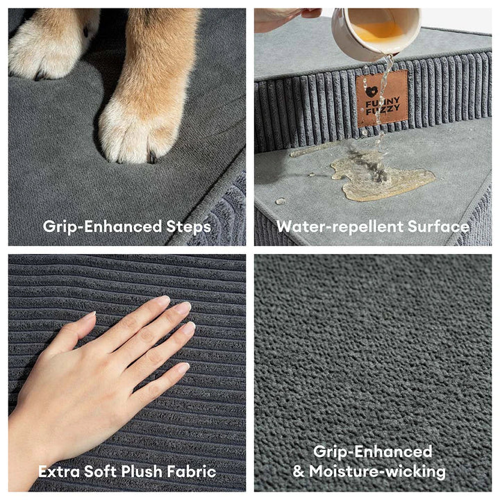 Pet stairs: Joint-friendly corduroy spiral design, perfect for senior pets