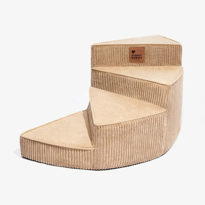 Joint-friendly corduroy spiral pet stairs, a comfortable & washable dog ramp