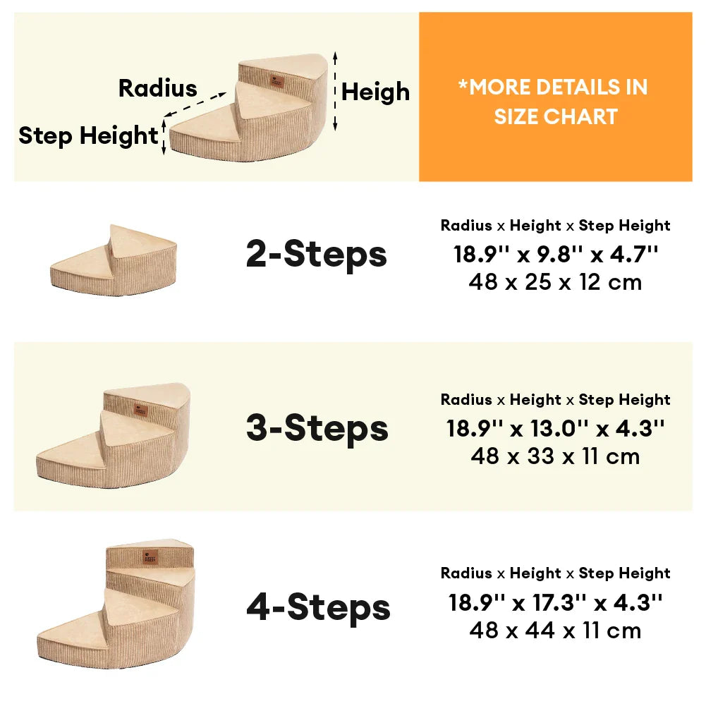 Unisex pet furniture: Corduroy spiral dog stairs for joint-friendly pet access