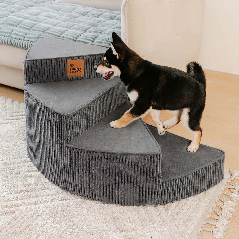 Small dog corduroy spiral pet stairs, washable and joint-friendly design