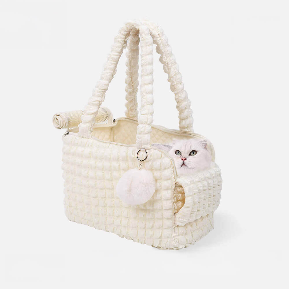 Shoulder cat carrier, compact and breathable for vet visits or walks