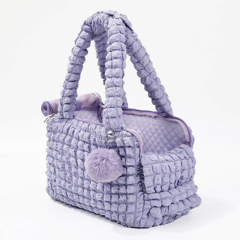 Lightweight pet carrier shoulder bag with reflective accents for safety