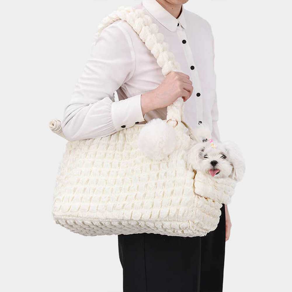 Breathable pet carrier shoulder bag with mesh window, comfortable for pets