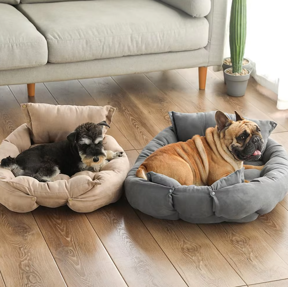 Unisex cozy pet bed with plump cushion for small to medium dogs and cats, washable comfort