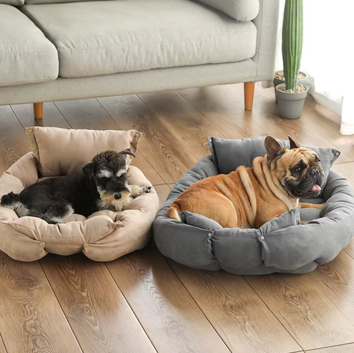 Unisex cozy pet bed with plump cushion for small to medium dogs and cats, washable comfort