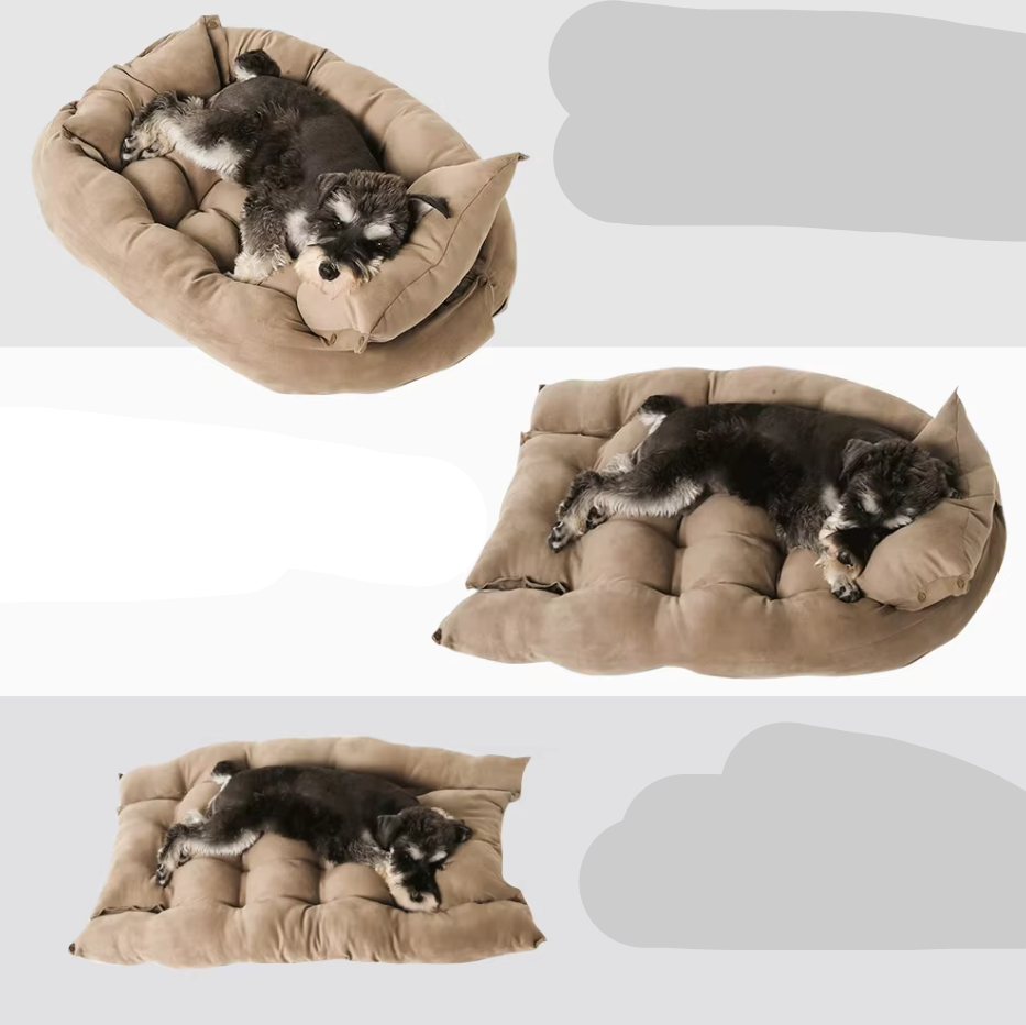 Stack of folded washable pet beds, emphasizing convenience for storage and retail display