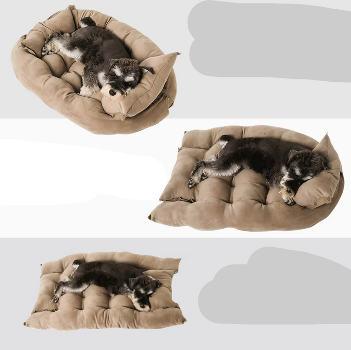 Stack of folded washable pet beds, emphasizing convenience for storage and retail display