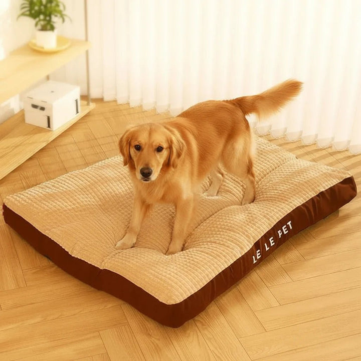 Supportive pet bed with high bolsters for dogs and cats, removable fleece cover