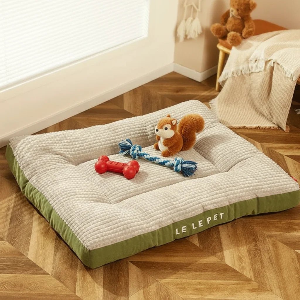Warm pet bed for dogs and cats, removable and washable fleece bolster cover