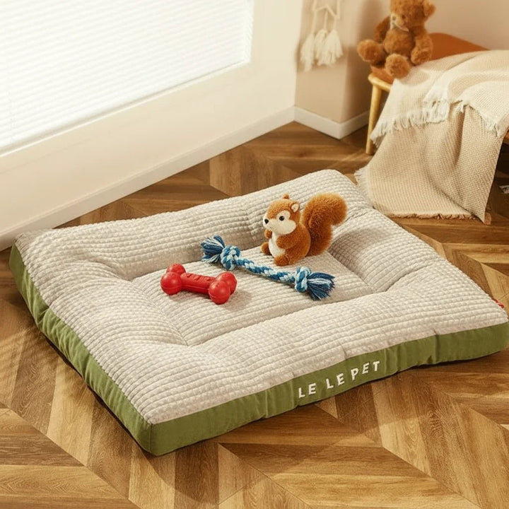 Warm pet bed for dogs and cats, removable and washable fleece bolster cover