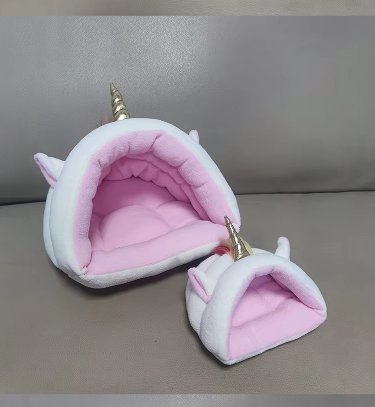 Cozy unicorn pet bed for cats and small dogs, soft, warm, a charming pet accessory