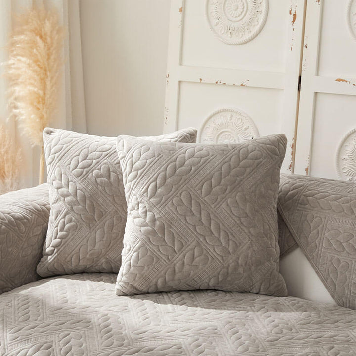 Elegant crystal velvet couch cover featuring wheat embroidery, non-slip design for sofa protection