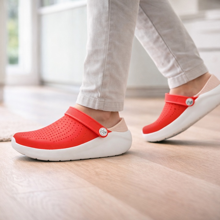 Supportive unisex sandals with a flexible sole, cushioning, and arch support.