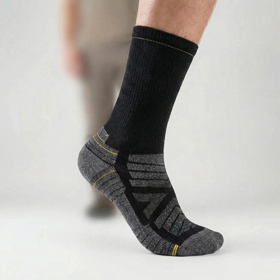 Comfortable unisex cushioned mid-calf socks. Soft merino wool blend, breathable & moisture-wicking for active wear.