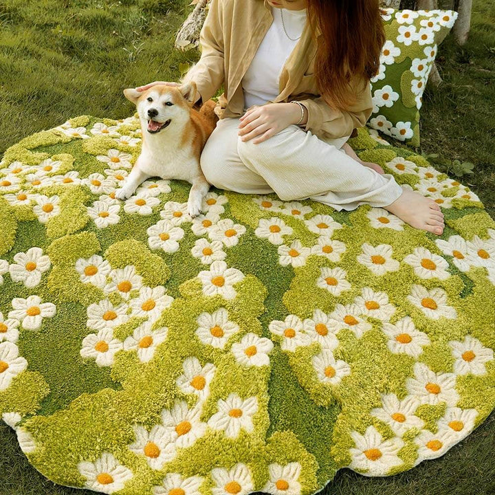 Daisy flower pet mat, soft, durable, perfect for animal comfort and style