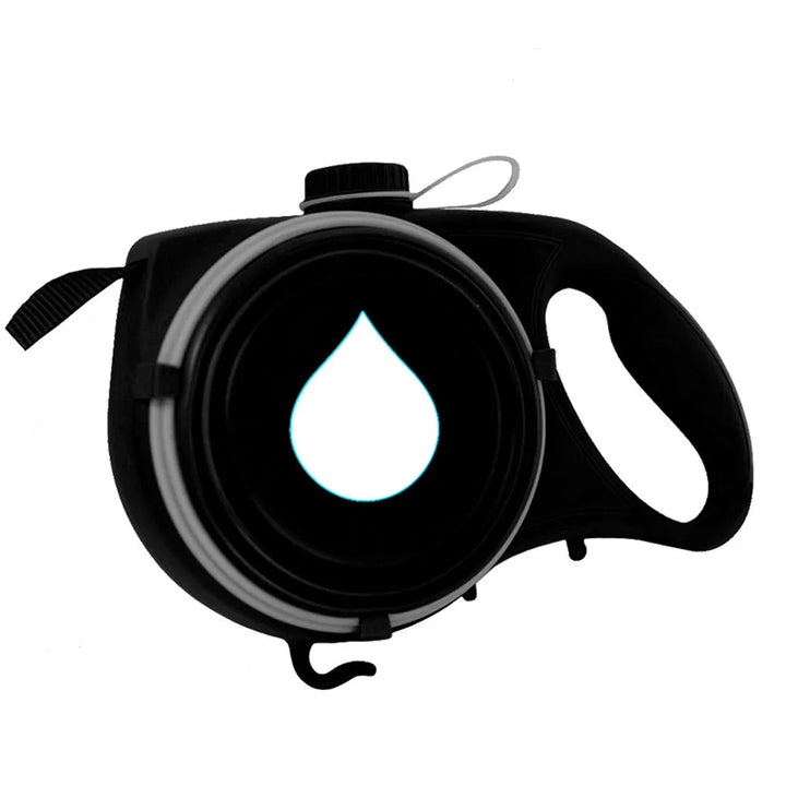 Outdoor pet accessory: dog water dispenser with waste bag holder, ideal for hikes and walks, keeps dogs hydrated