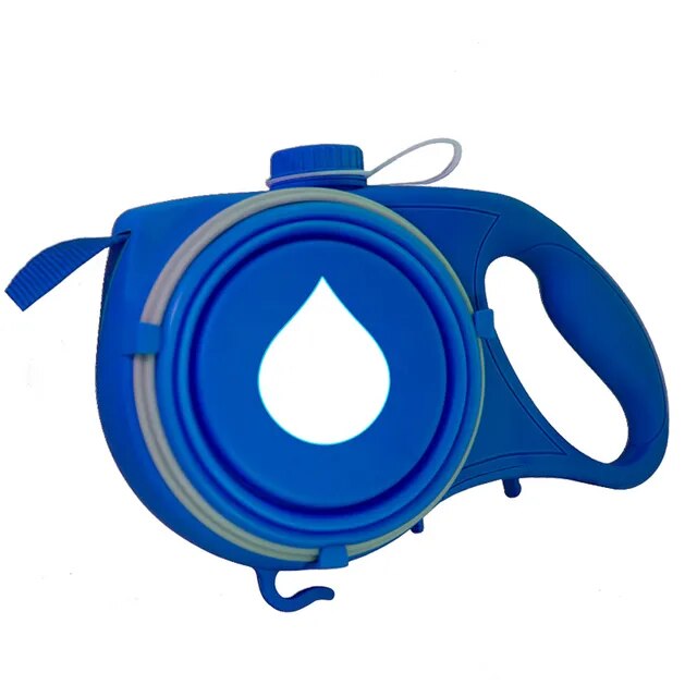 Travel bowl and water bottle combo for dogs, featuring a detachable design and waste bag holder, ultimate pet gear