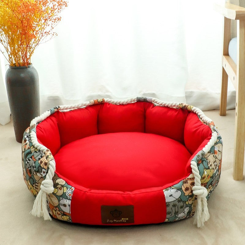 Stylish dog bed, perfect pet furniture with an integrated chew toy and storage
