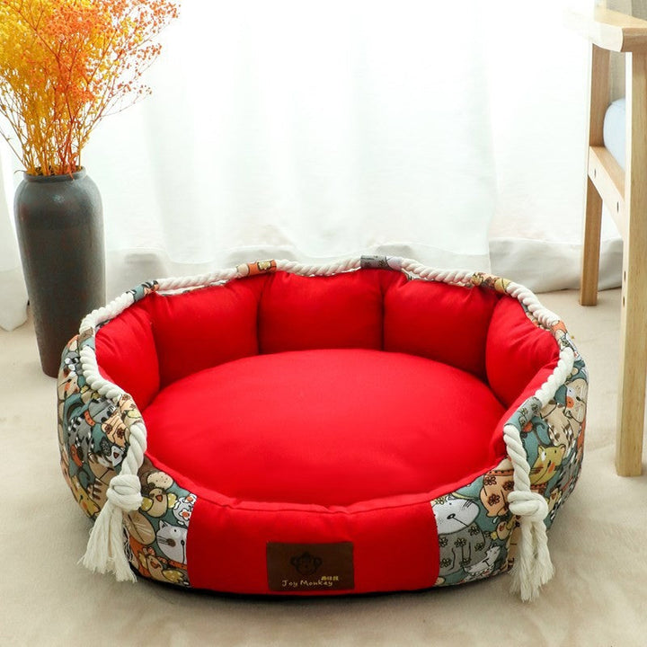 Stylish dog bed, perfect pet furniture with an integrated chew toy and storage