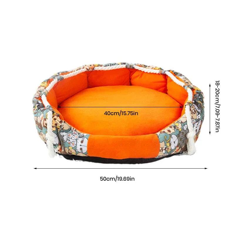 Washable dog bed for small to medium pets, complete with a comfort mat and chew toy