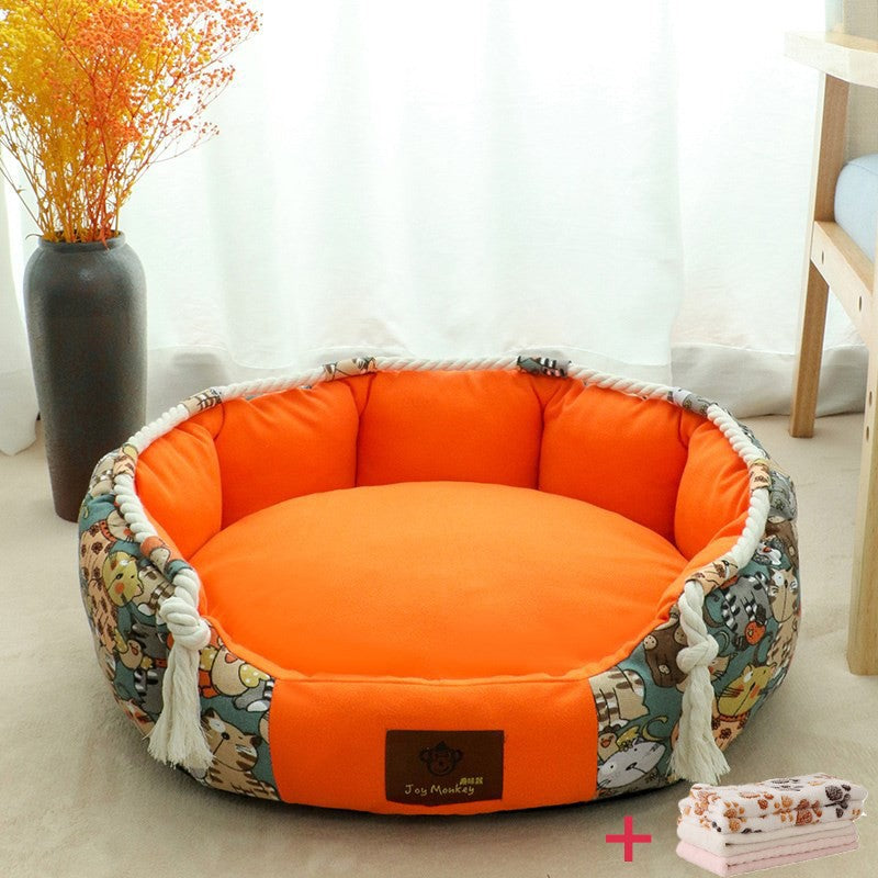 Puppy supplies: durable dog bed with a soft comfort mat and an interactive chew toy