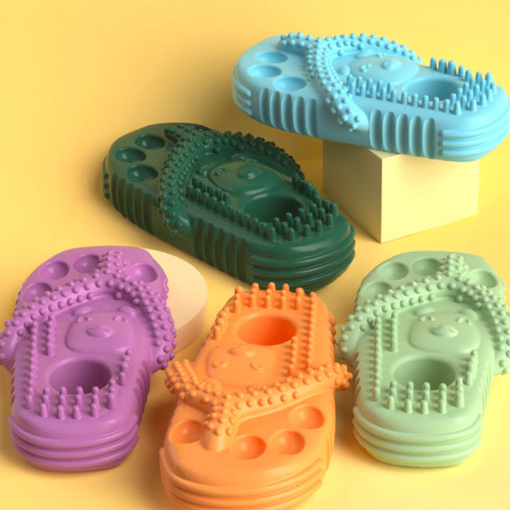 Unisex dog chew slipper toy for teeth cleaning, durable TPR pet supply, waterproof dental toy