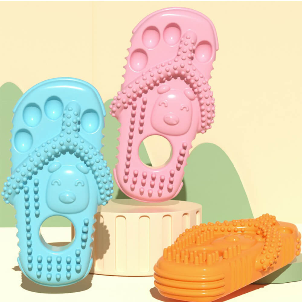 Collection of colorful waterproof dog chew slipper toys, showcasing variety for pet supplies