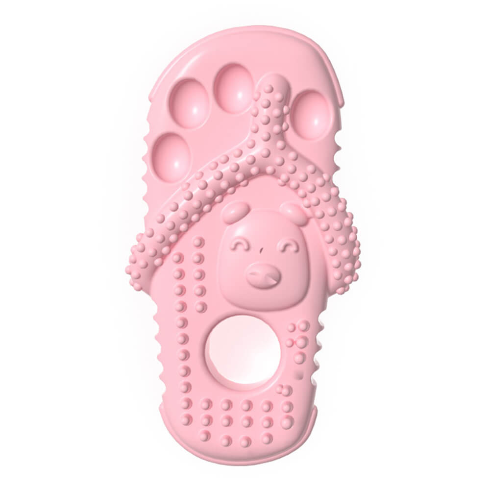 Dog chew toy shaped like a slipper, offering dental benefits for pet teeth cleaning
