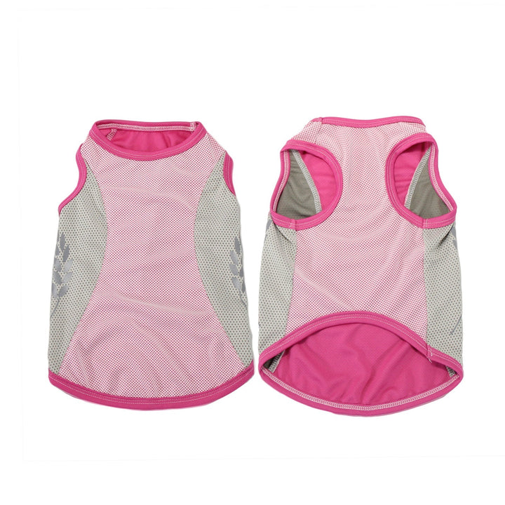 Dog vest for summer: cooling fabric, reflective stripes for safety, lightweight and durable outdoor gear.