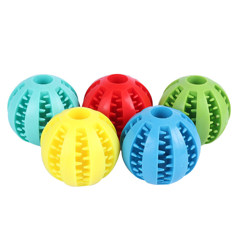 Durable dog dental chew ball, a treat dispenser for healthy teeth and playful pups