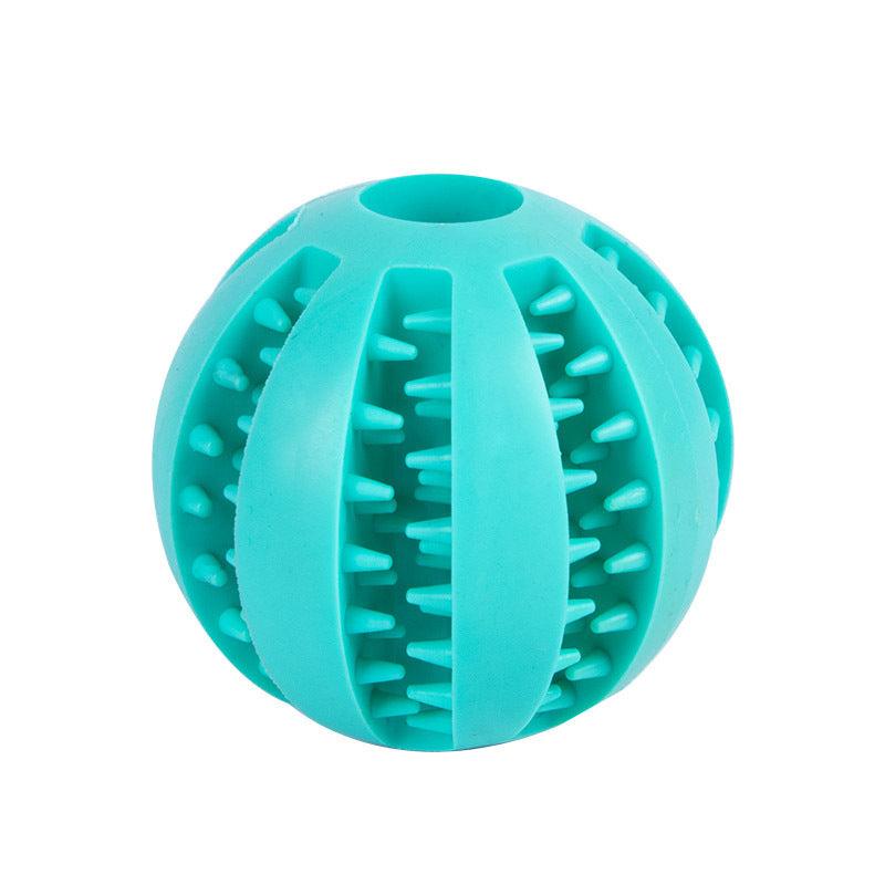 Rubber dog toy: Dental treat dispenser chew ball for playful chewing and clean teeth