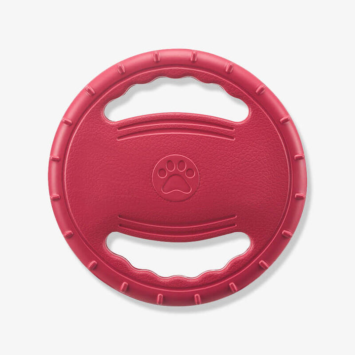 Interactive dog toy, orange flying disc, soft yet durable for safe outdoor fetch fun.