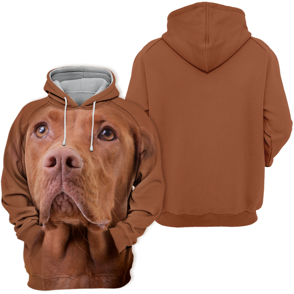 Fashionable Vizsla dog hoodie, a unisex pet jacket with a comfortable stretch fit, perfect for everyday wear.