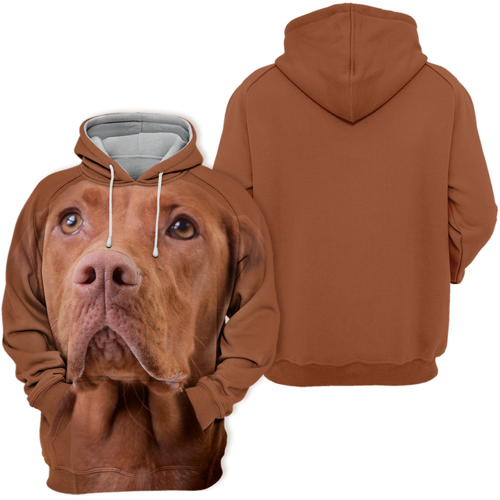 Fashionable Vizsla dog hoodie, a unisex pet jacket with a comfortable stretch fit, perfect for everyday wear.