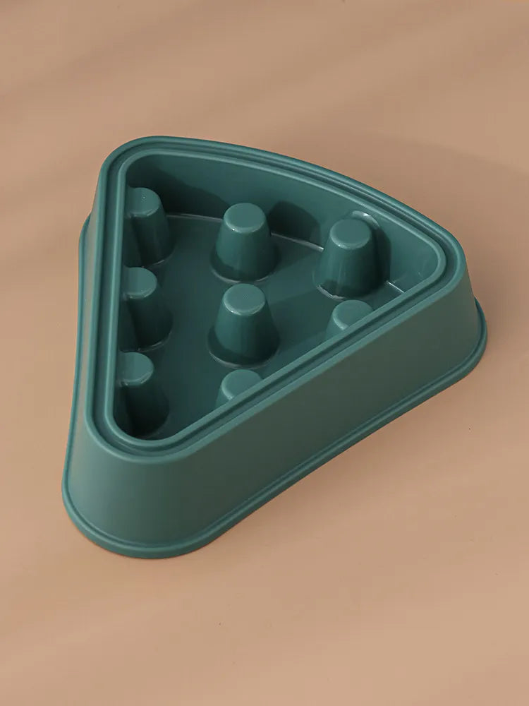 Top-down shot of a dog slow feeder bowl, designed as an interactive puzzle for mealtime