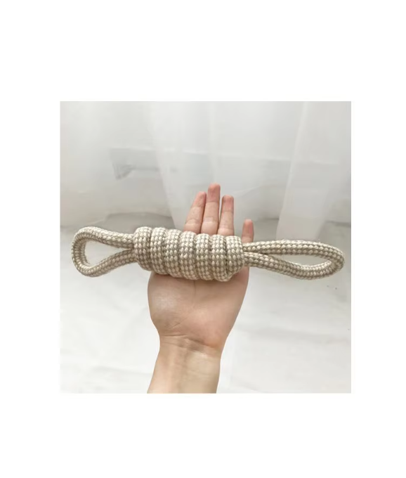 Interactive dog tug rope toy, strengthens gums and cleans teeth, essential pet supply.