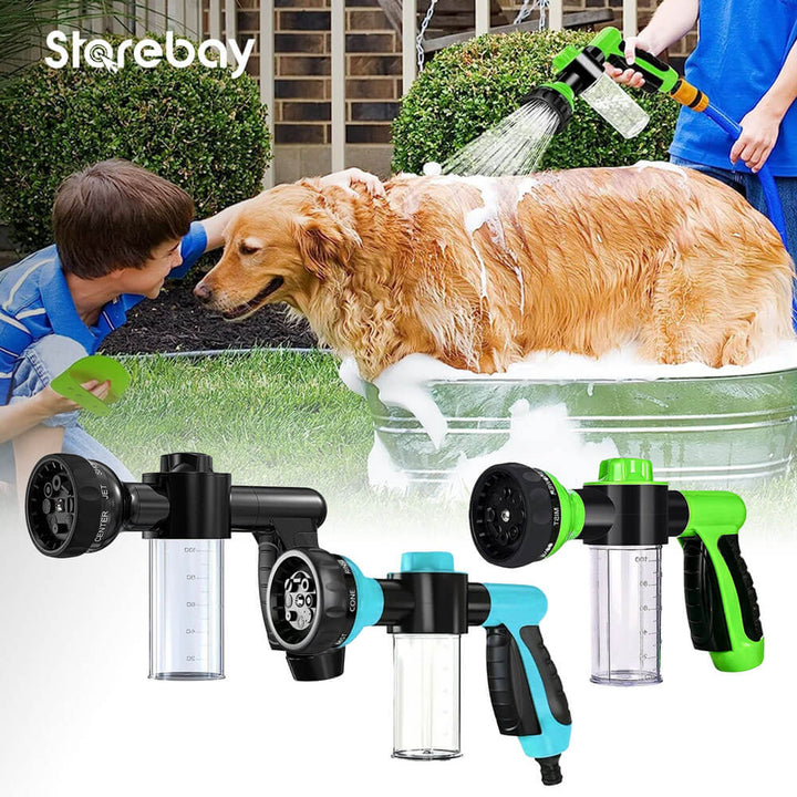 Shampoo spray attachment for dogs, perfect bath tool for easy and thorough pet cleaning.