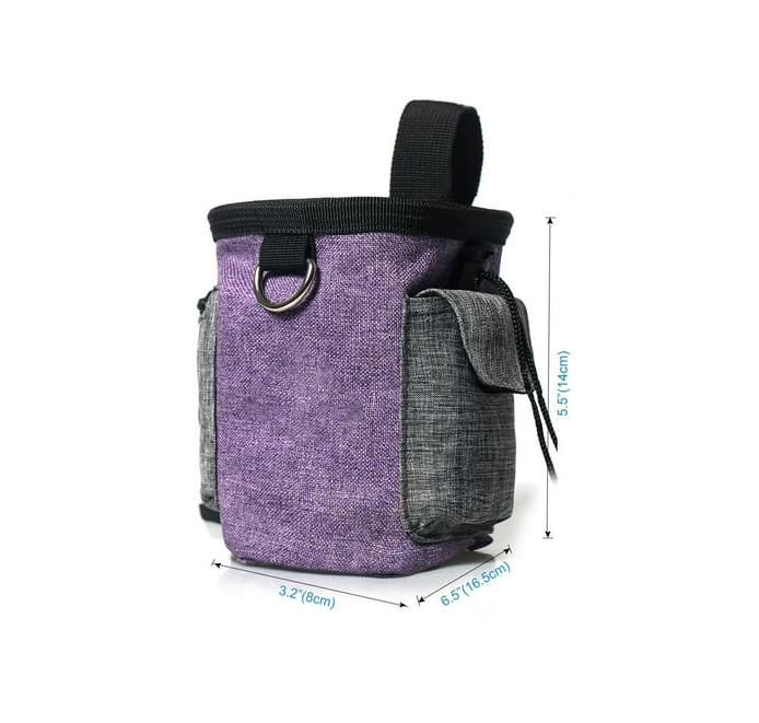 Hands-free dog treat belt bag with an attached foldable water bowl, essential for dog owners
