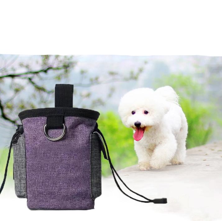 Practical unisex dog treat bag, perfect for pet care, includes a portable water bowl accessory