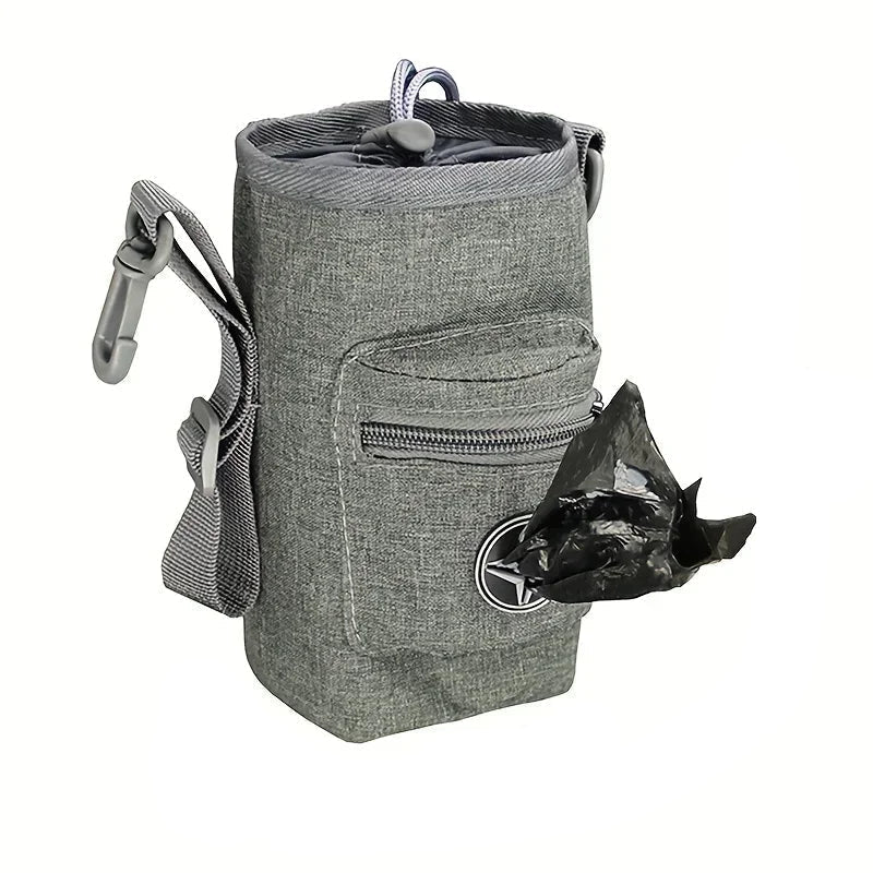 Water-resistant dog training treat pouch with secure zipper pockets and poop bag access, pet accessory.
