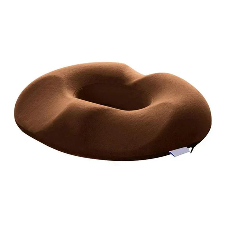 Ergonomic donut seat cushion for office chairs, offering tailored tailbone & hemorrhoid pressure relief.