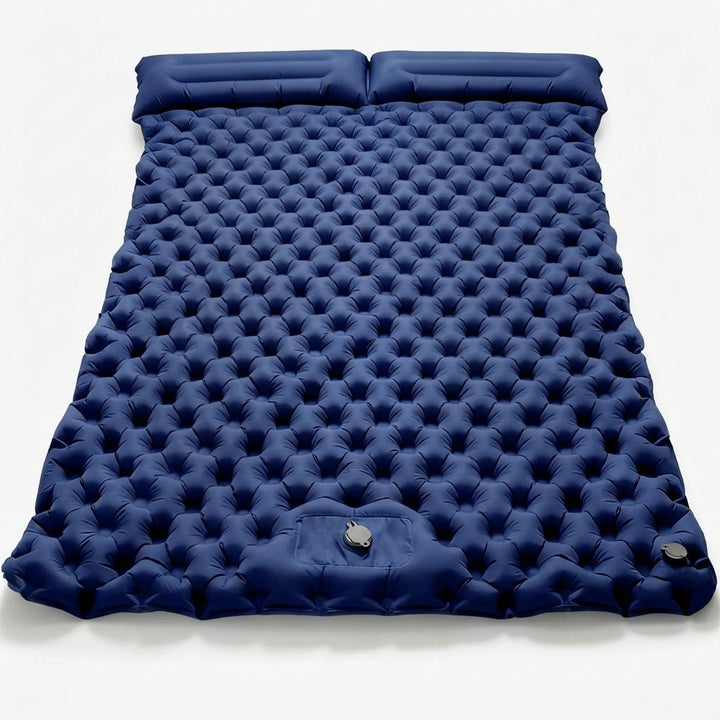 Durable double camping air mattress, ideal for two-person outdoor sleeping and ultimate camp comfort.