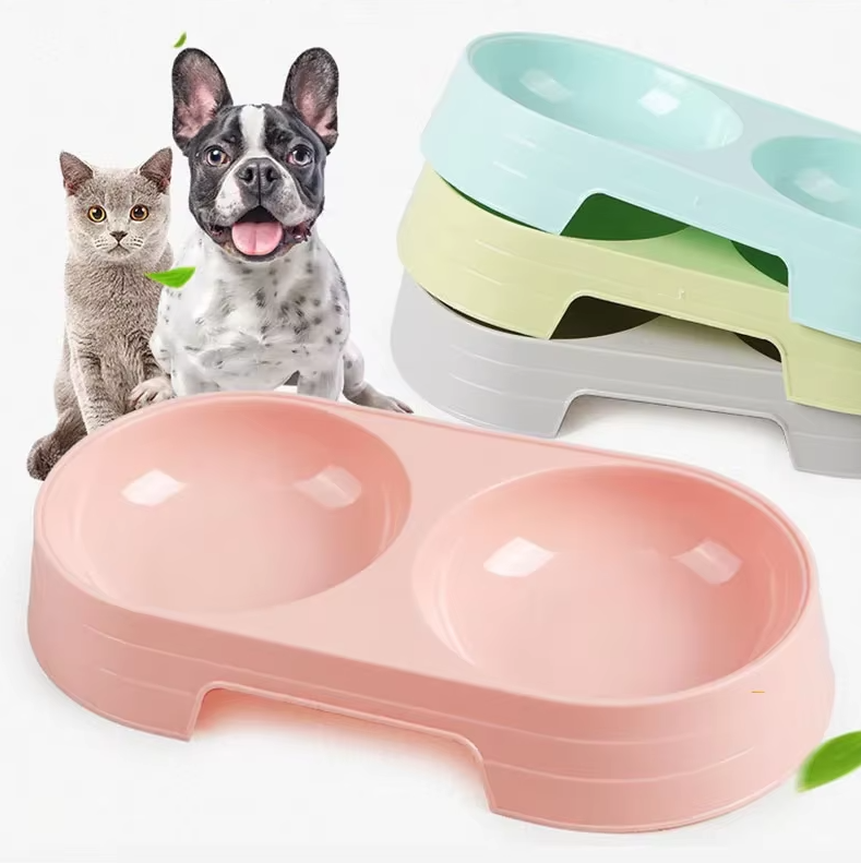 Non-slip double pet bowl set, essential pet supplies for dogs, durable and hygienic