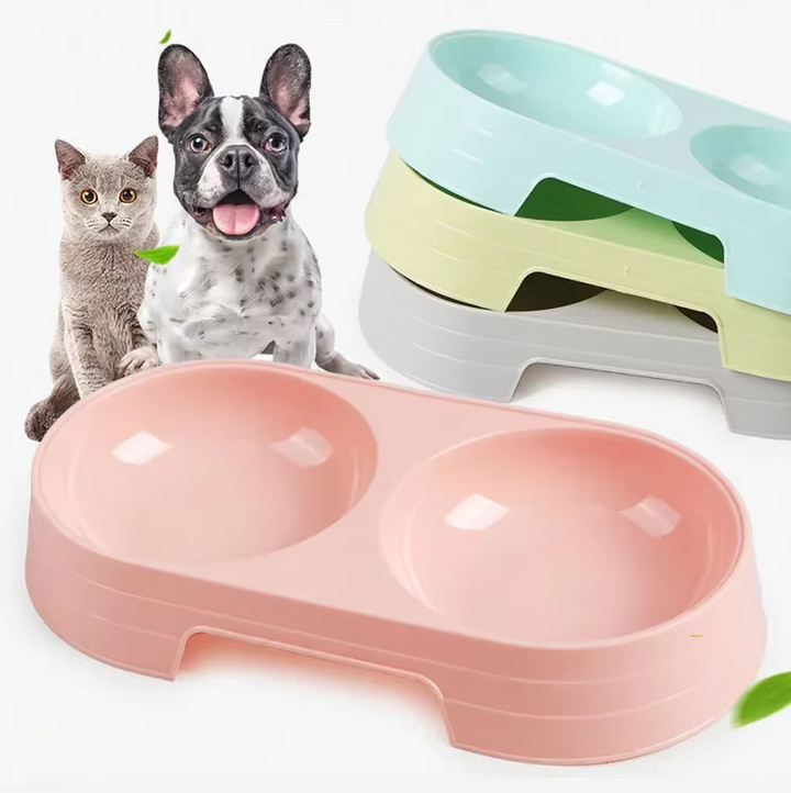 Non-slip double pet bowl set, essential pet supplies for dogs, durable and hygienic