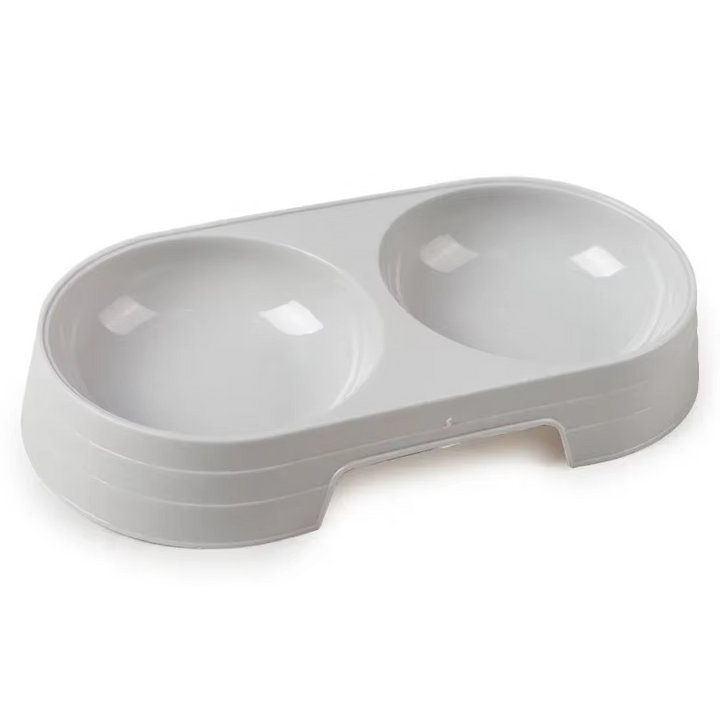 Durable pet feeding station: twin stainless steel bowls with non-slip features