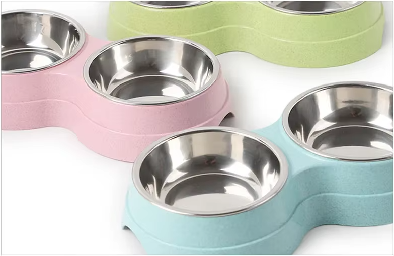 Durable stainless steel pet bowls, non-slip base ensures stable dog feeding