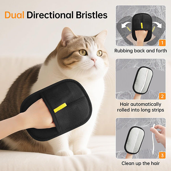 Double-sided pet grooming glove for hair removal, unisex design, perfect cat and dog brush tool