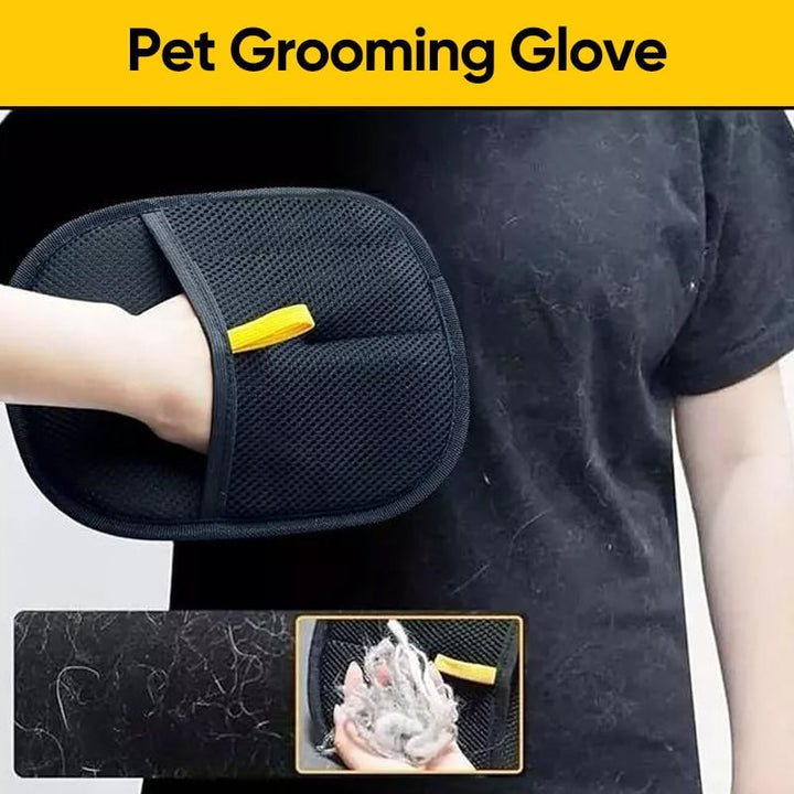 Unisex pet brush glove for grooming and hair removal, double-sided, soft and effective