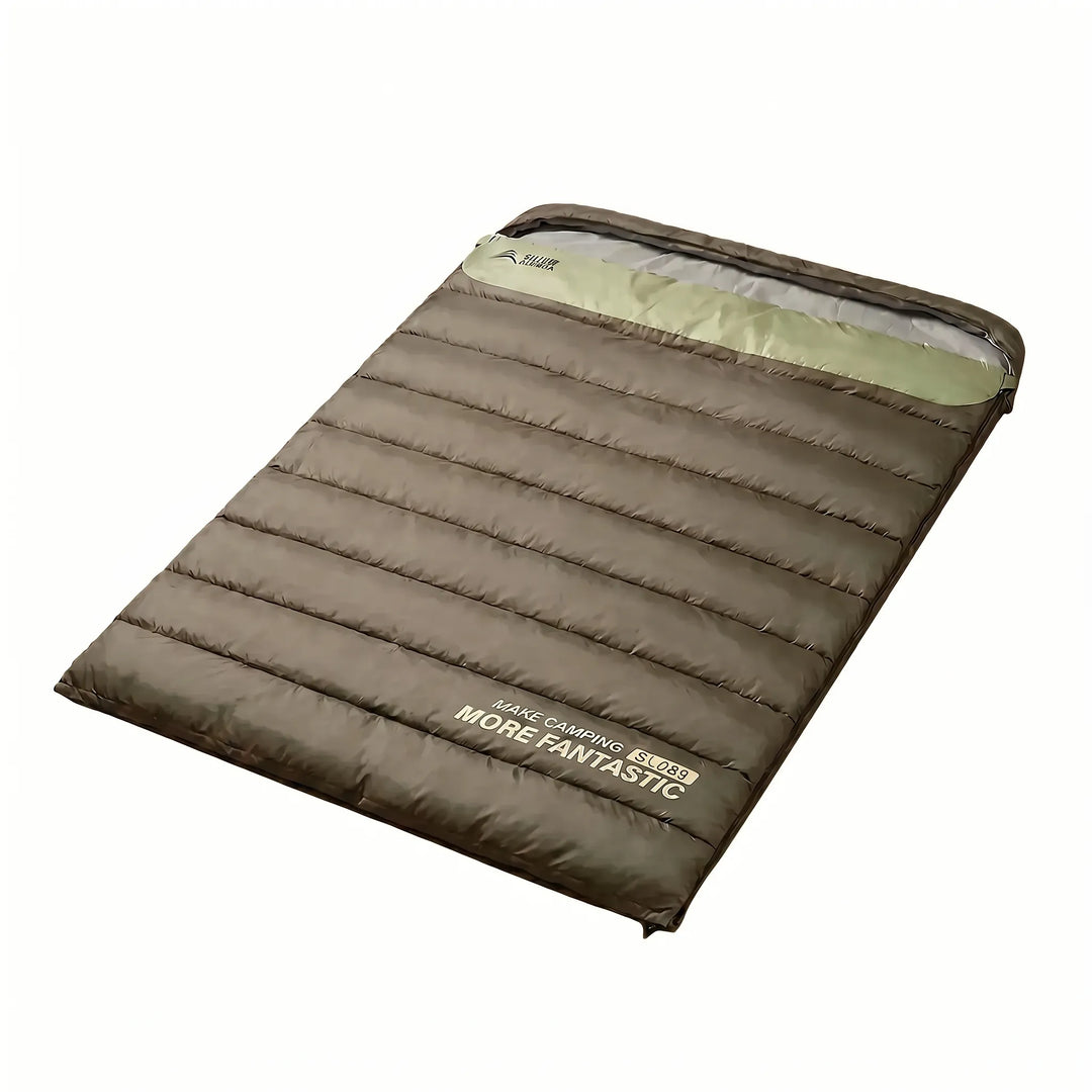 Durable unisex double sleeping bag for all 4 seasons. Perfect for shared camping, hiking & outdoor travel.